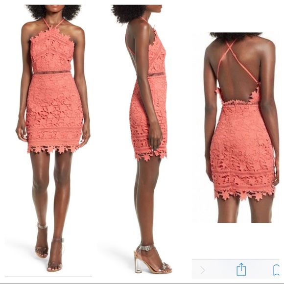 Astr Dresses & Skirts - NWT ASTR Lace Bodycon Dress Open Back sz. M